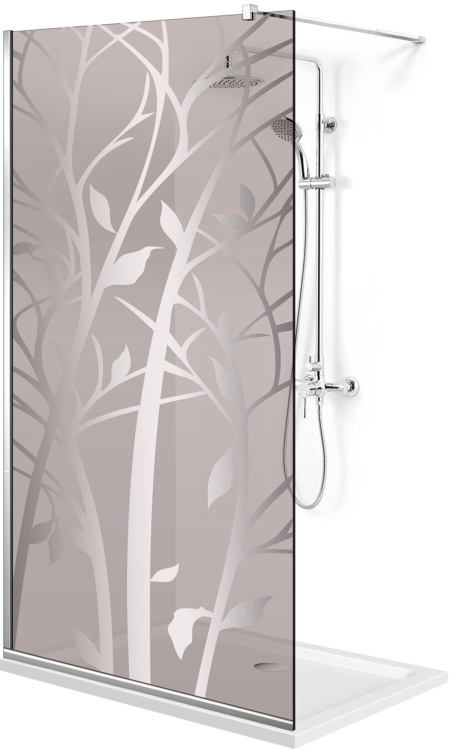 Aqua Roy Modell INOX Holz 100 cm ab 70/80/90/100/110/120 Duschabtrennung Bronze Glasscheibe 8 mm transparent Nano beschichtet sandgestrahlt Muster Edelstahl (100x195 cm)