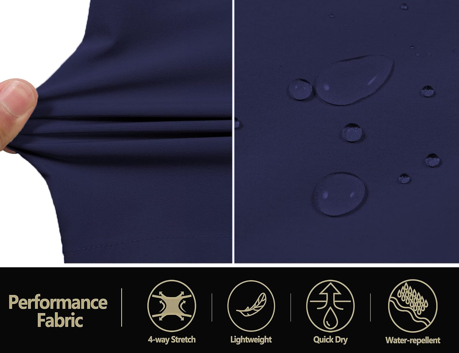 COOFANDY Mens Hybrid Casual Golf Shorts 9" Stretch Lightweight Quick Dry Summer Hiking Travel Shorts with Zipper Pockets Navy Blue Medium image 5 of 6 B09RWW2GPT