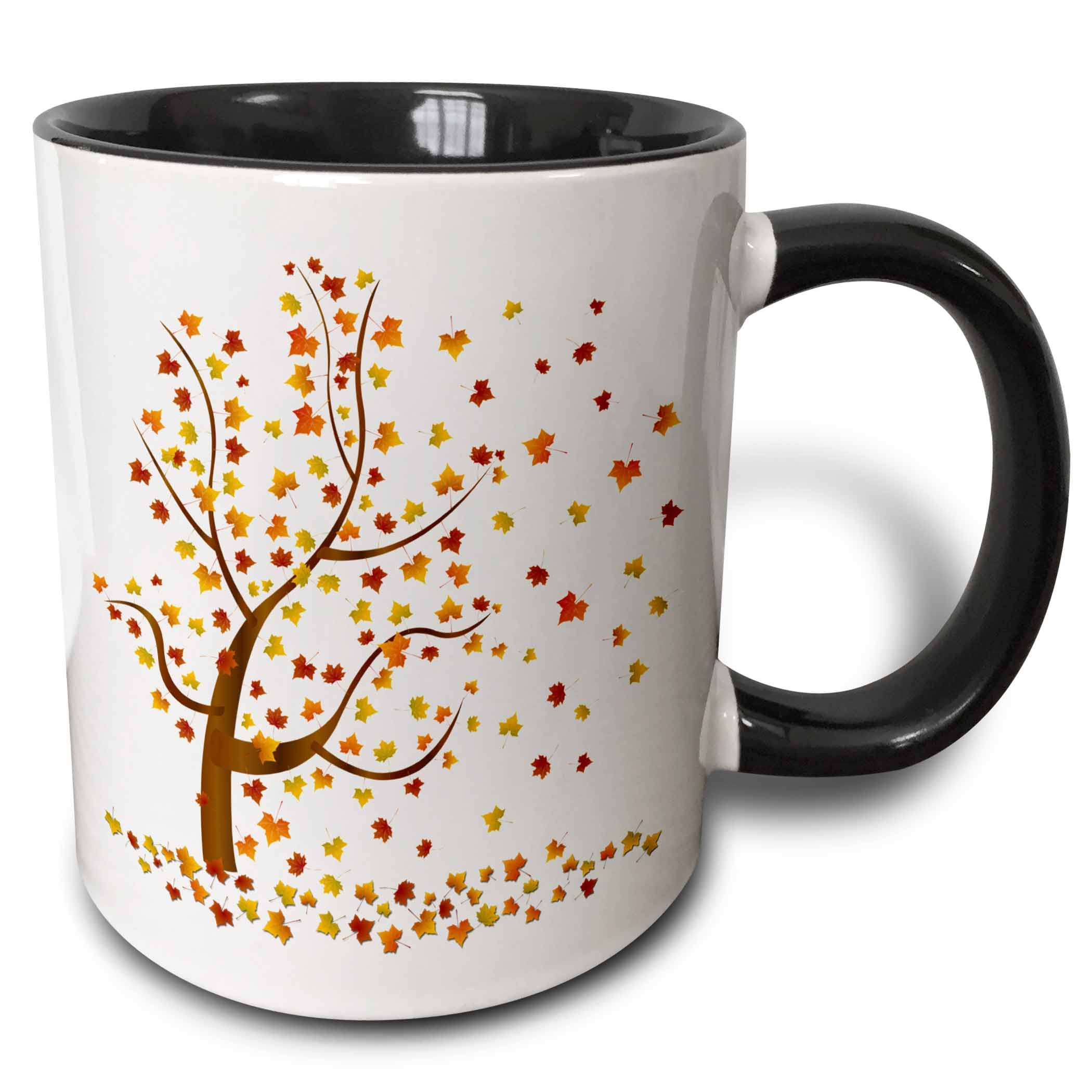 mug_62989_4 "Fall Tree with Leaves" Two Tone Black Mug, 11 oz, Multicolor
