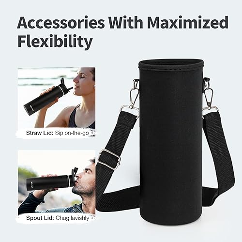 Miniatura 3 de Botella de agua con aislamiento y pajilla de 24 onzas, deportiva, triple pared de acero inoxidable (fría durante 48 horas), a prueba de fugas, con