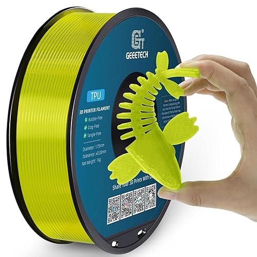 Geeetech Filamento TPU para impresora 3D de 1.75mm, Shore 95A, filamento flexible para impresora 3D con alta elasticidad, carrete de 1KG (2.2lbs),