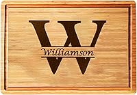 Personalized Engraved Wooden Cutting Board with Last Name Monogram - Custom Wedding Housewarming Gift for Couples & Men