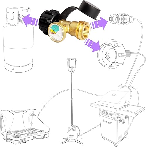 Miniatura 3 de DozyAnt premium medidor indicador de gas de propano con detector de filtraciones y medidor de presión para camper cilindros parrillas de gas