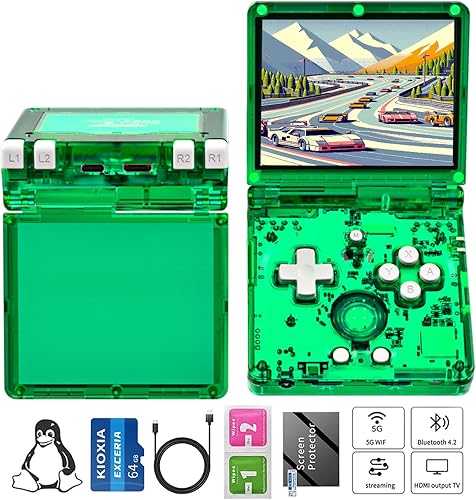 RG35XXSP Consola de juegos portátil RG35XX SP Clamshell Retro Consola de juegos con tarjeta TF 64G Juegos precargados 5532 Consola de juegos