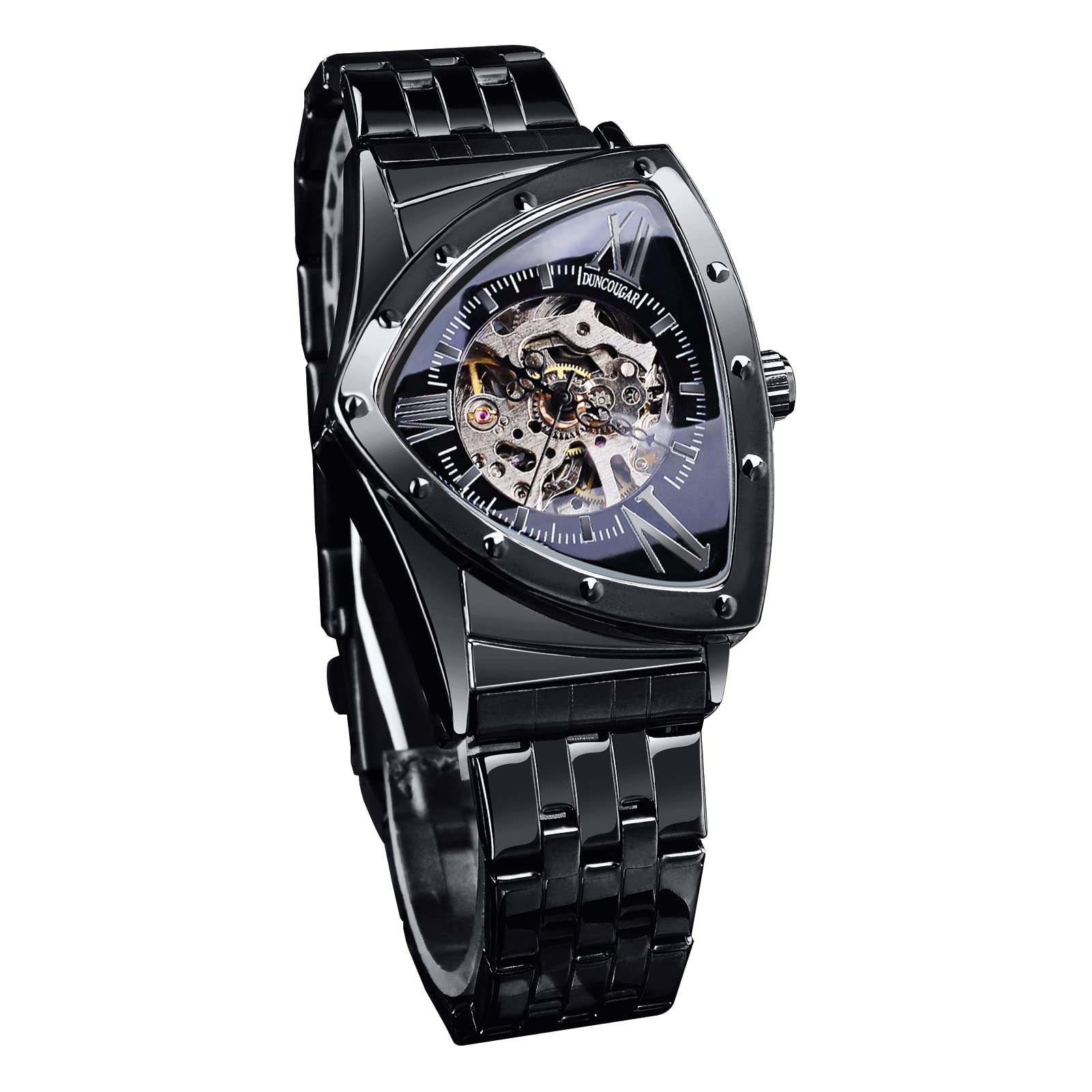 FORSINING Montre automatique pour homme, cadran triangulaire, squelette, montre mécanique de luxe pour homme