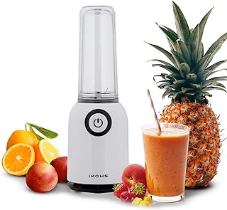 IKOHS OSIT - Frullatore a bicchiere singolo per frullati e frullati, 250 W, 400 ml, portatile, lame in acciaio inox, 230 W, senza BPA, design esclusivo