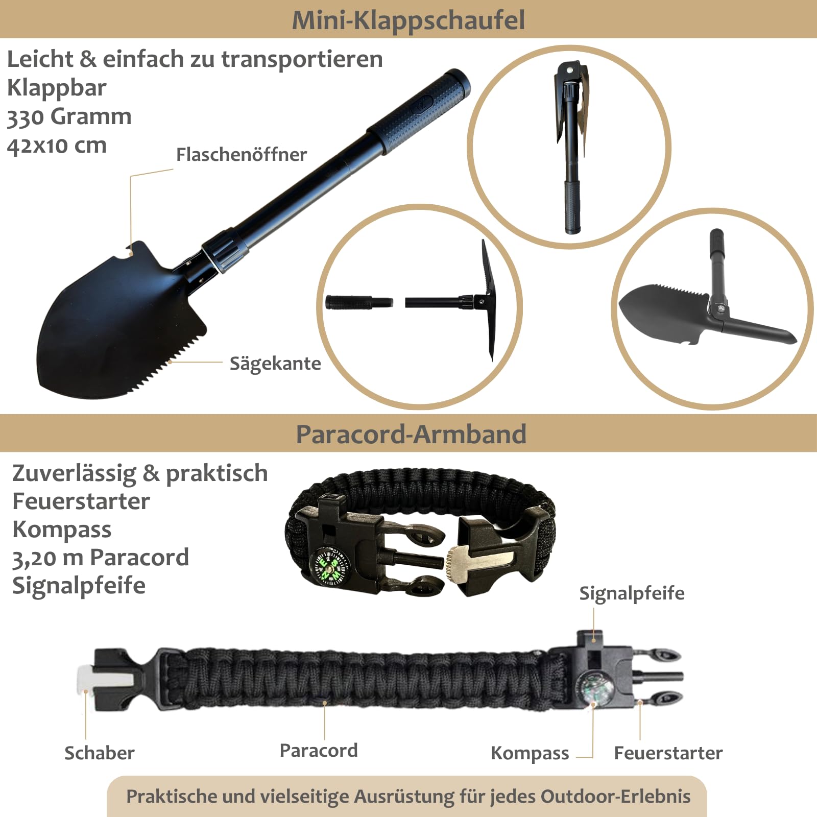 Survival Kit Komplett BIRKOSCH – 16 Werkzeuge + 82 Erste-Hilfe-Teile | 2 in 1 : Outdoor-Tasche + Erste-Hilfe-Set. Kompass, Wasserfilter, Rettungsdecke – Camping, Wandern, Auto, Notfall.