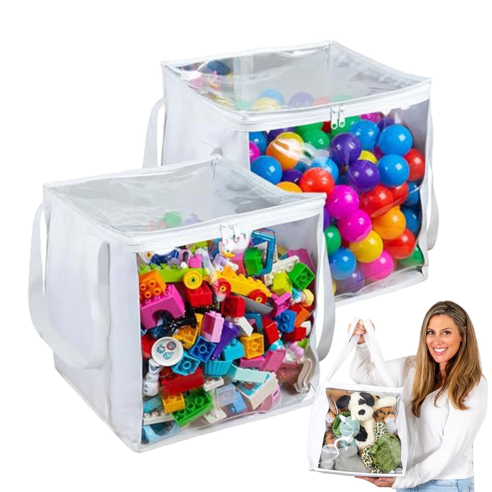 Sac de rangement transparent jouets étanche pour transporter les snacks et jeux