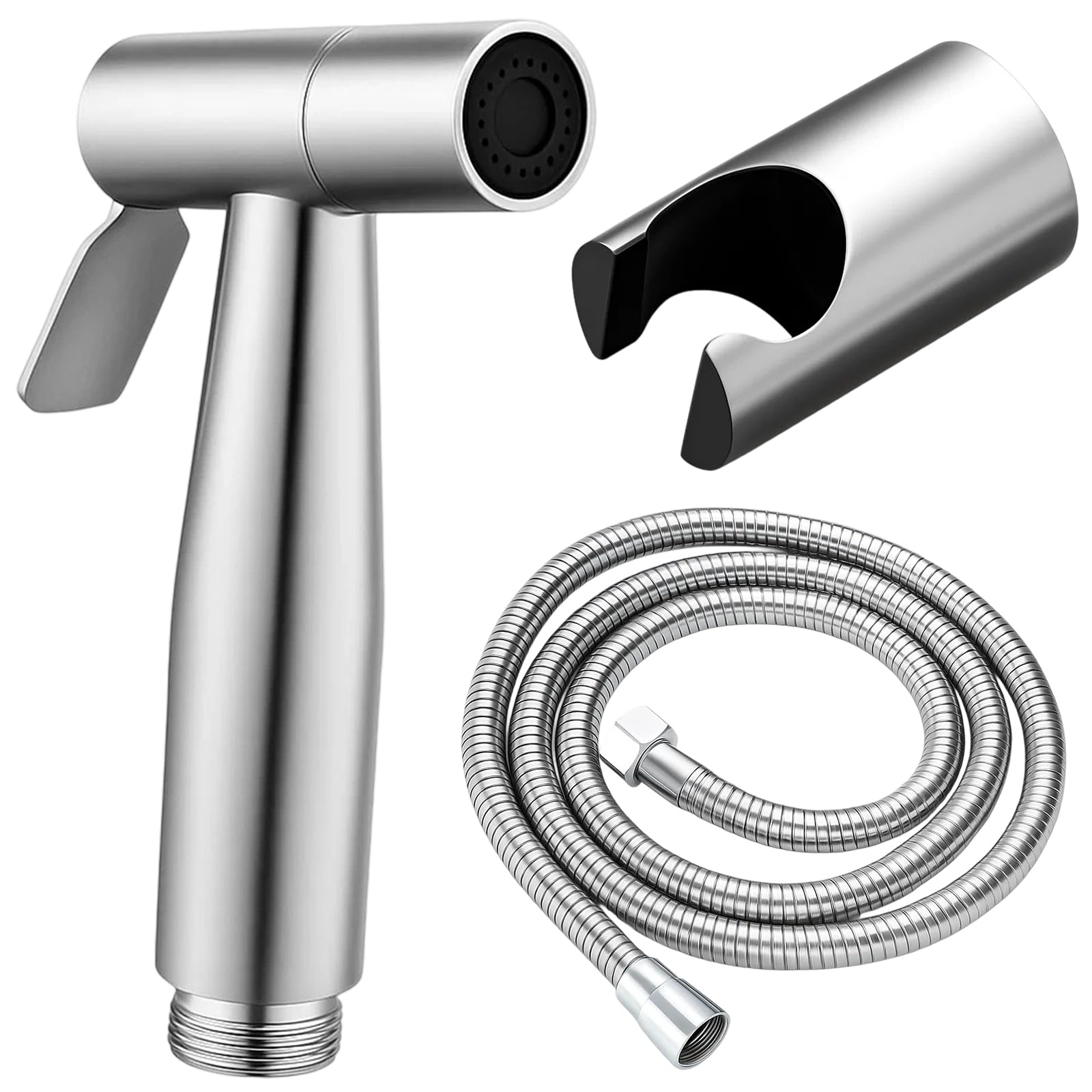 Toilet Sprayer, Handheld Bidet Sprayer 3-Piece Set with Stainless Steel Spray Gun, 1.5 Meter Hose and Drilling Holder, for Personal Hygiene, Pet Bathing, Toilet Cleaning and Plant Watering