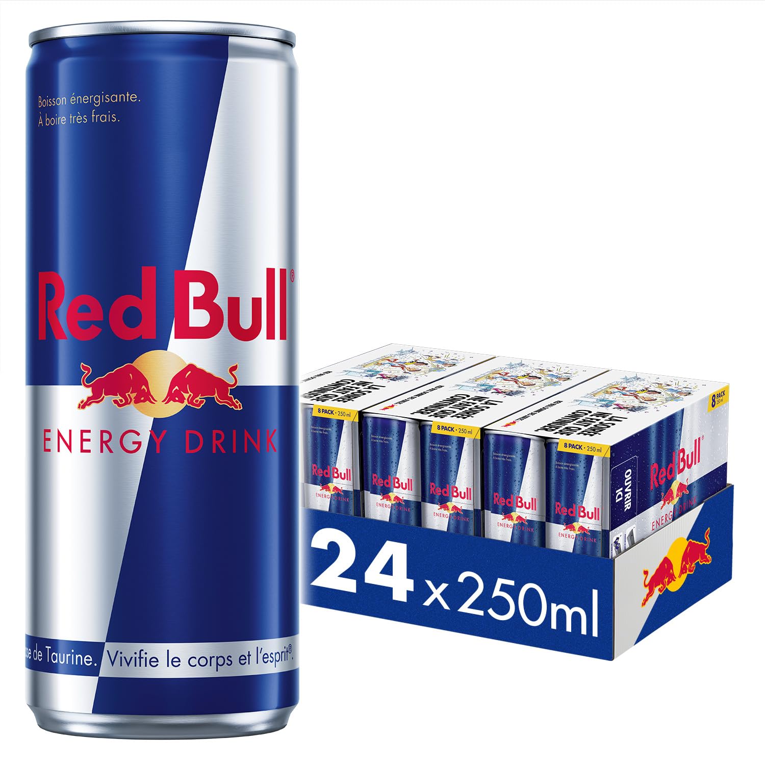 Red Bull, Boisson énergisante, 8x250ml (3 packs de 8x250ml- 24 canettes)