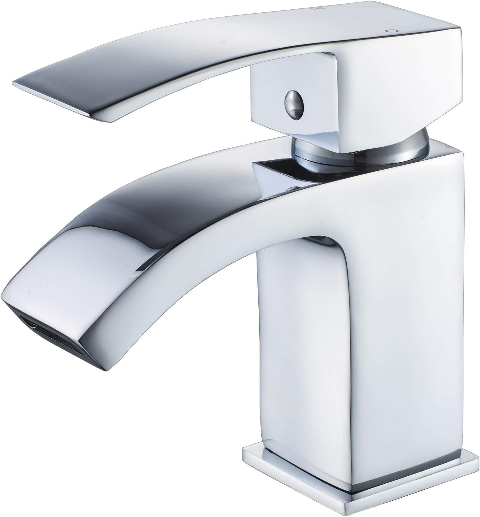 LuckyhomeWaterfall Basin Tap, Bathroom Sink Mixer Tap Chrome Single Lever Single Hole Faucet