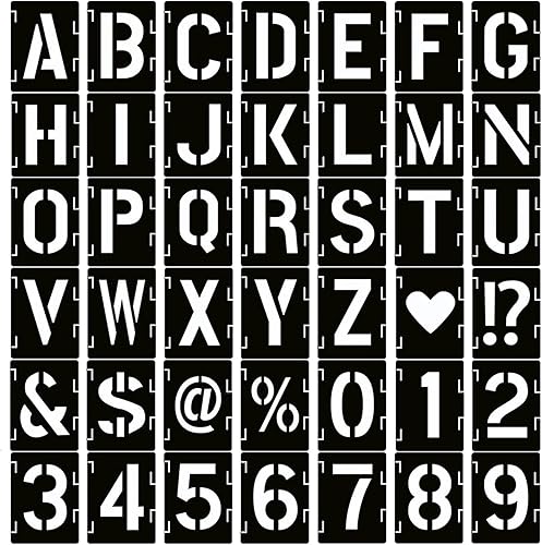 Plantillas de 3 pulgadas para pintar números de letras 42 plantillas de manualidades entrelazadas para pizarra pared letrero bricolaje