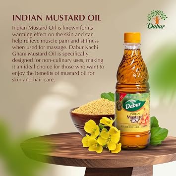 Dabur Kachi Ghani Mustard Oil Cold Pressed Massage - Skin & Hair Care 500ml