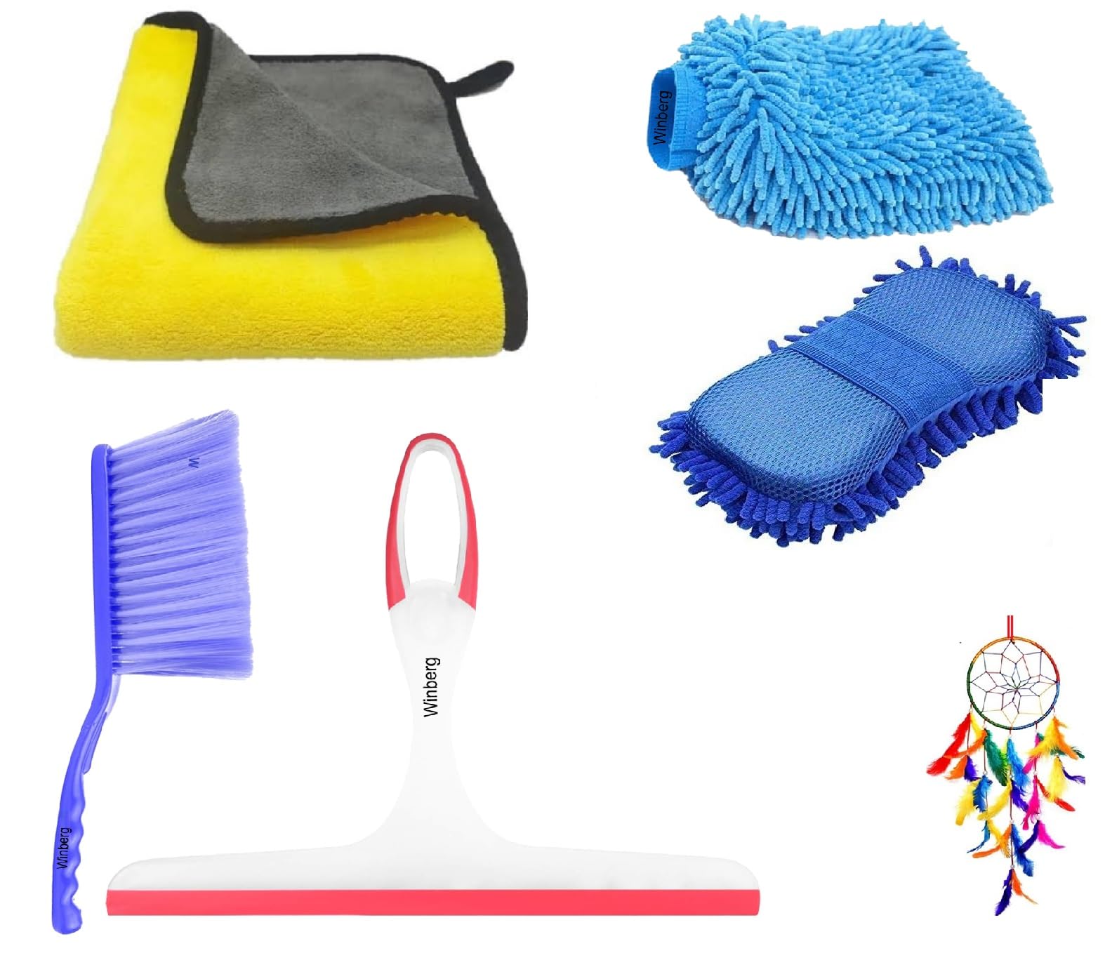 Winberg 6 pcs Car Cleaning Kit Microfiber Towel, Gloves, Sponge, Wiper, Brush for Your Car,Bike,SUV Cleaning CC061-image-41