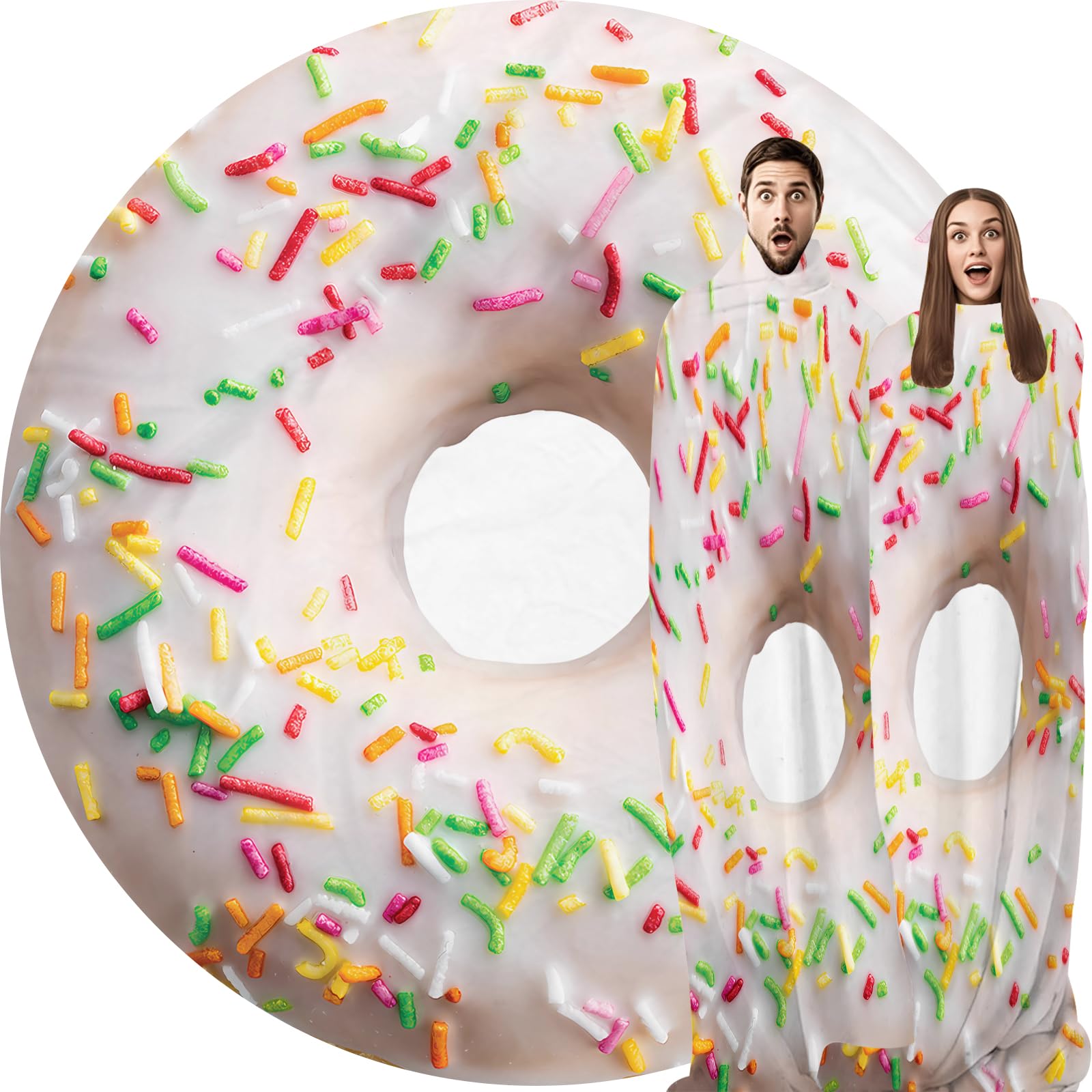 Abaysto Girls 5 Donut Blanket Cute White Donuts Throw Blanket For Novelty Realistic Food Throws Soft Cozy Flannel Round For Nap, Home Decor, Party Adults Kids Gifts 200Cm