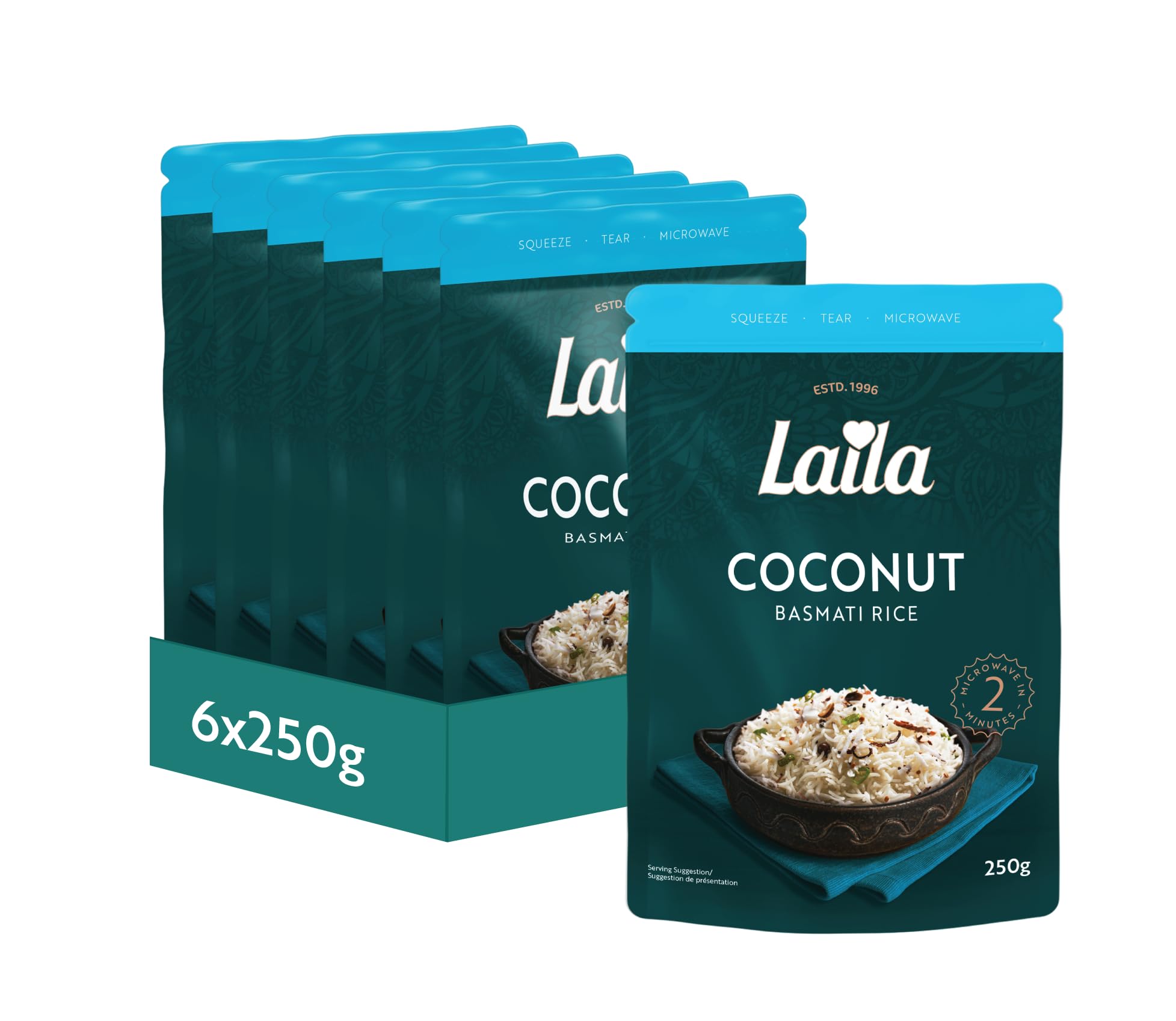 Laila Coconut Microwave Rice, 250g (Pack of 6)