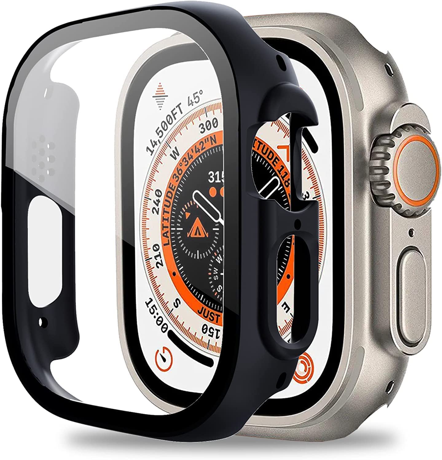 49MM Ultra Watch Case Cover with Screen Protector Temper Glass Compatible with Apple Watch Series 8 49MM, Black [Hard CASE] (Pack of 1)-image-33