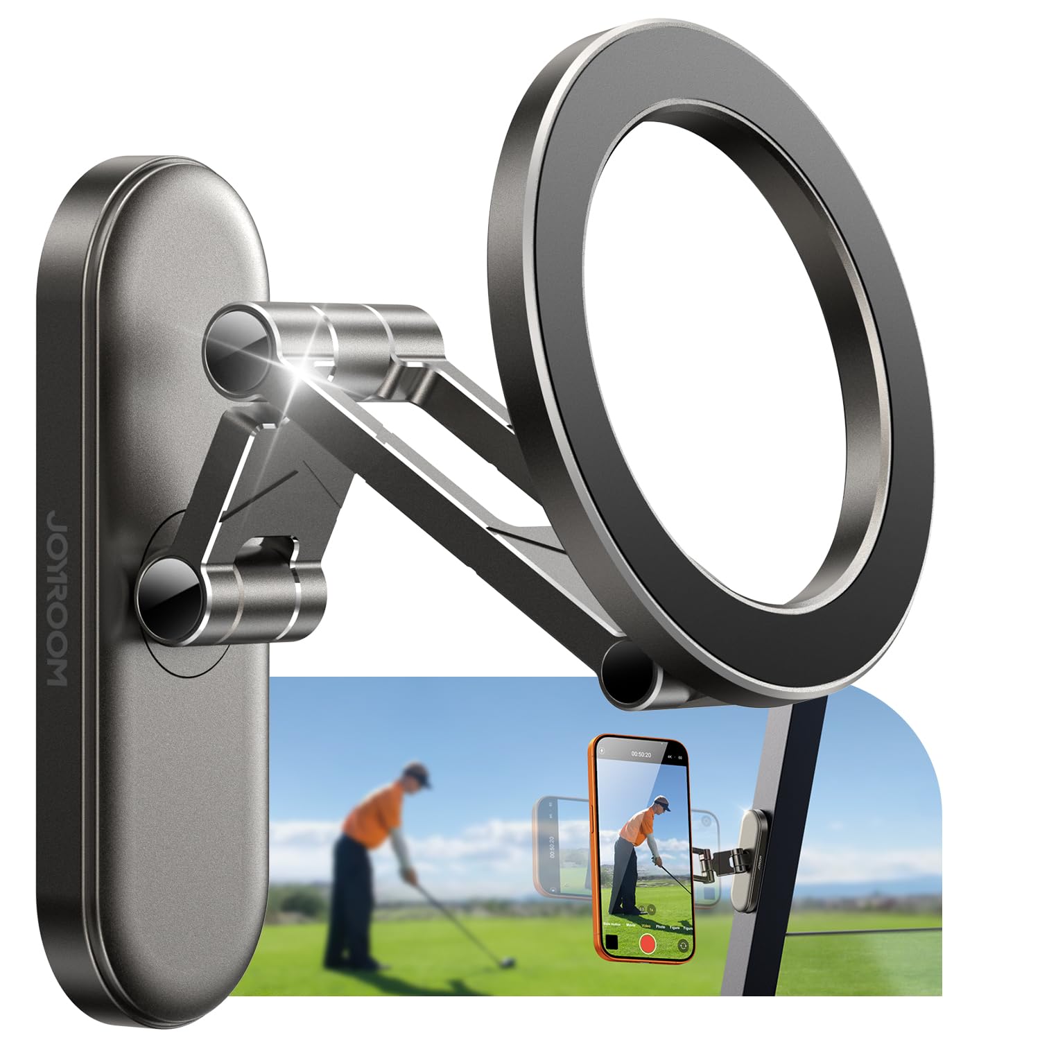 JOYROOM Upgraded Magnetic Golf Cart Phone Holder Tri-fold All Alloy Golf Gifts for Men Him Golfers dad 2026
