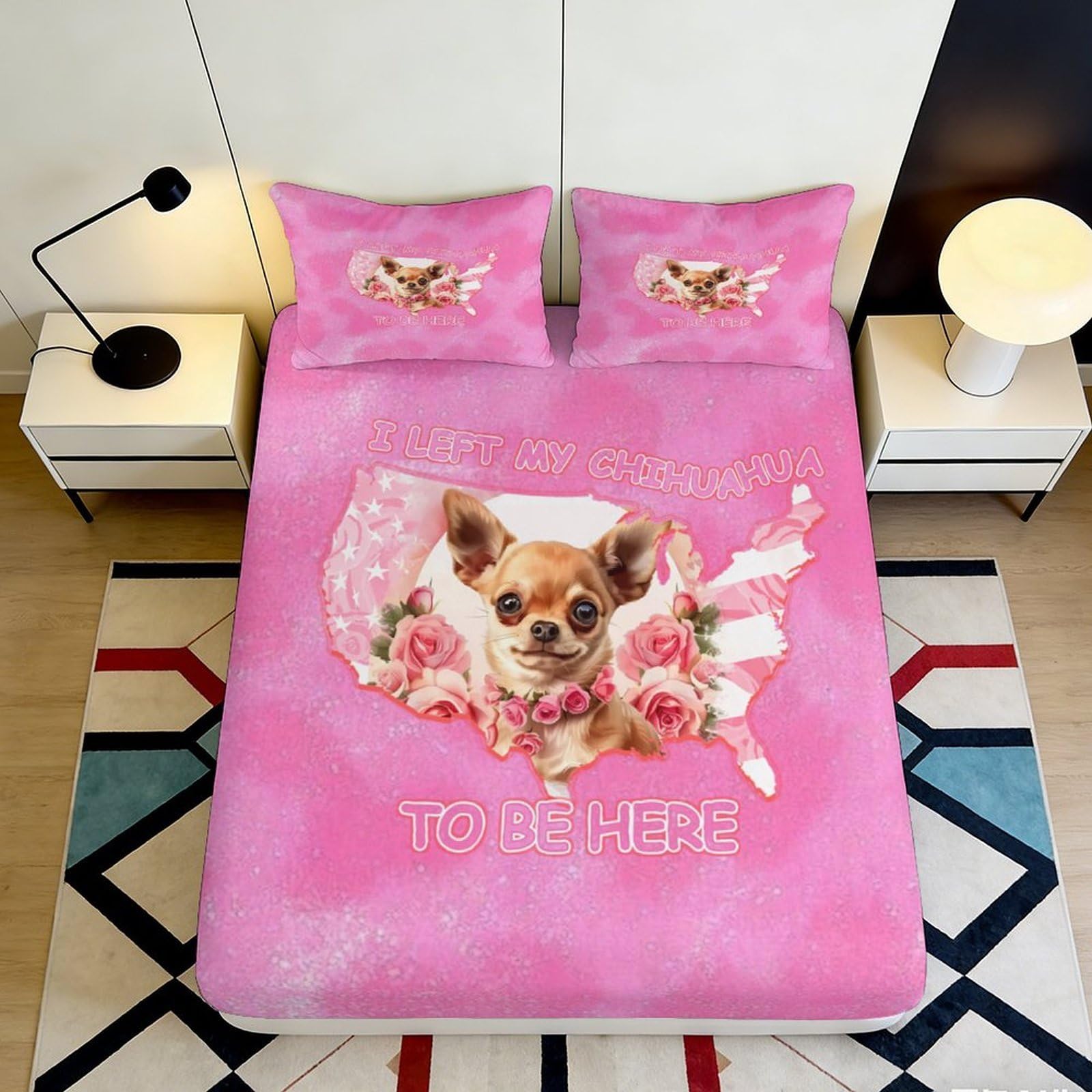 3D Printed Shiba Inu Pink Fitted Sheet Microfiber Non-Slip Deep Pocket Bedroom Bedding Shiba Inu Mattress Fitted Cover Full Wrap Washable for Adults Teens 200x200x25cm 90x200x25cm
