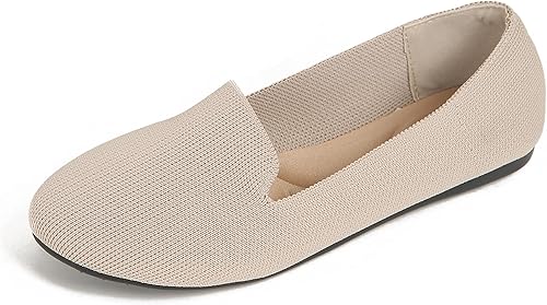 Stytbtot Zapatos planos para mujer, zapatos tipo mocasín, punta redonda, informales, de punto, para oficina, trabajo, ballet