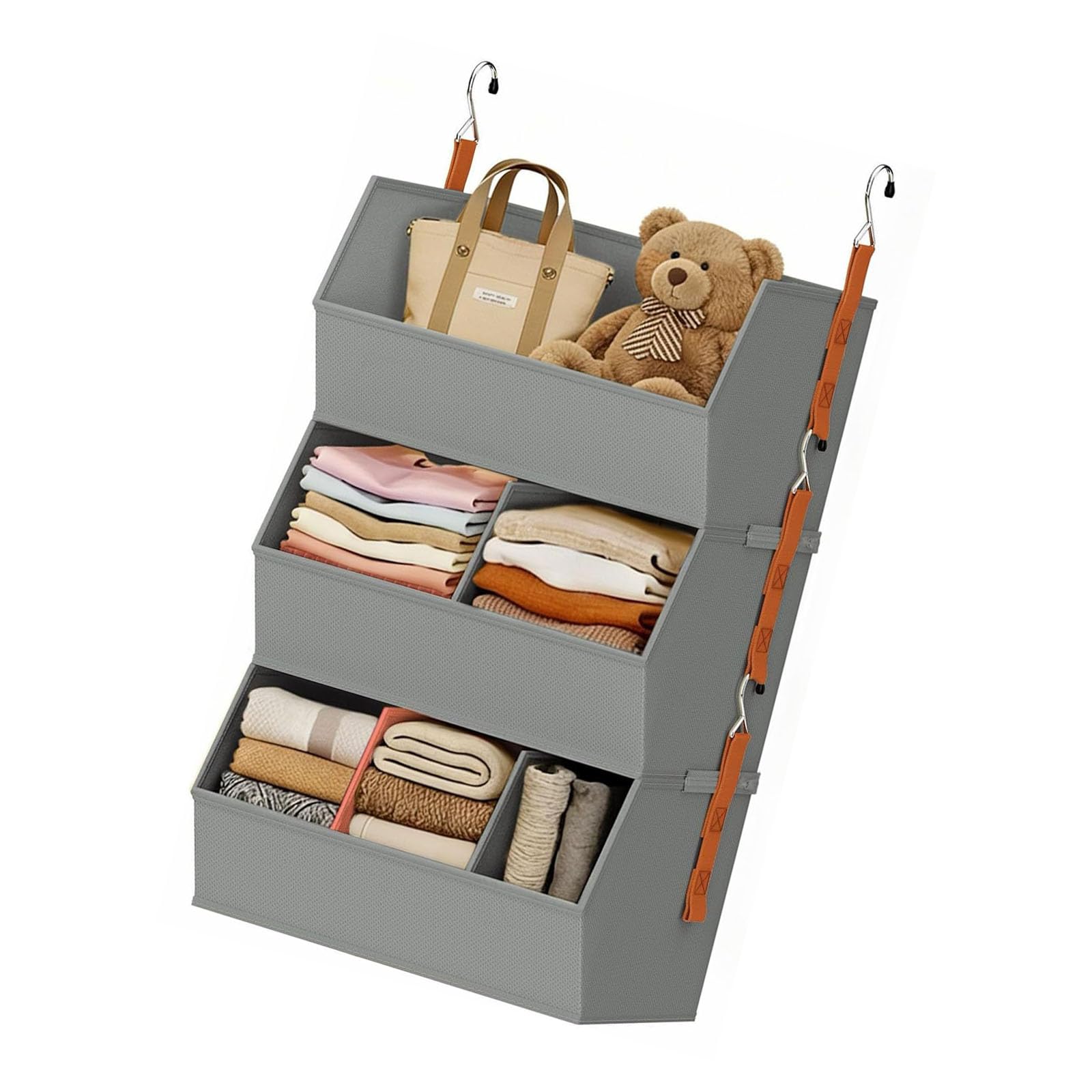 Elnwnnkc Airy Fabric Hanging Storage Providing Customizable Sections for Household Needs Airy Fabric Hanging Storage Customizable Sections