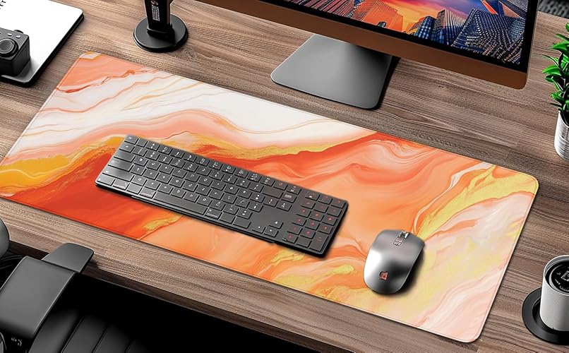 Orange Marble Desk Mat