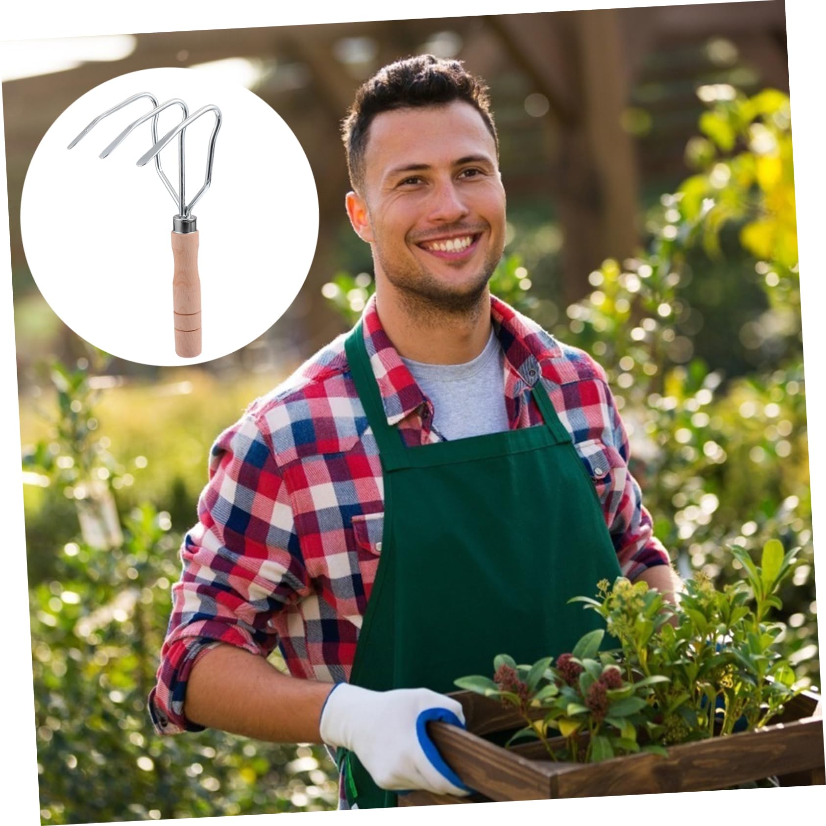 Abaodam 1pc Loose Soil Rake Garden Cultivator Hand Tool Garden Hand Tools Cultivator Garden Tool Hand Cultivator Tool Gardening Tool Garden Hand Cultivator Silver Carbon Steel