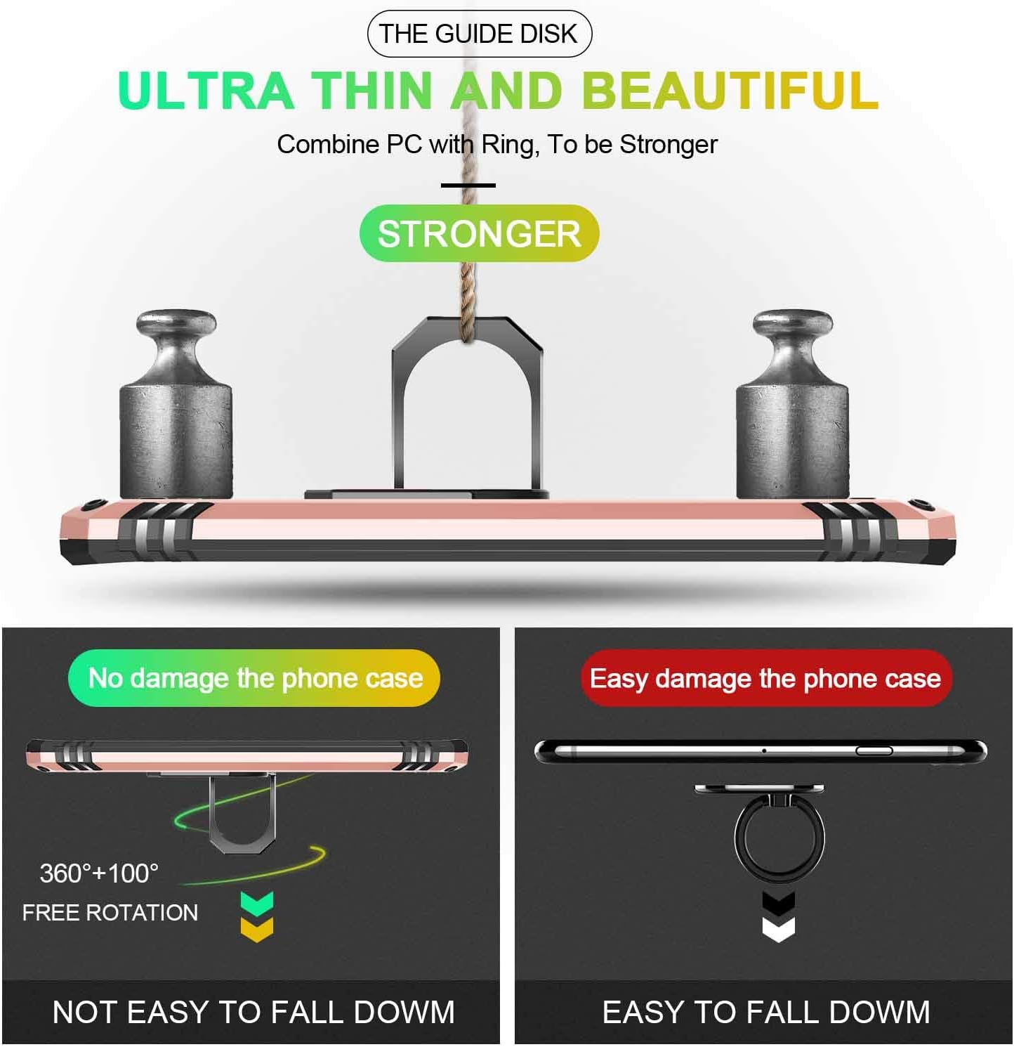 Galaxy A42 5G Case, Galaxy A42 5G Phone Case with HD Screen Protector, Gritup [Military Grade] 15ft. Drop Tested Cover with Magnetic Ring Kickstand Cover Phone Case for Samsung A42 5G, Rose Gold