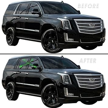 Chrome Delete Blackout Vinyl Overlay for 2015-2020 Cadillac Escalade Window Trim Satin Black