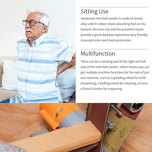 Miniatura 8 de Lijadora de Banda Mini 3 en 1  Máquina de Amolado y Lijado Eléctrica de Velocidad Ajustable, Sistema de Banco para Manualidades, Amoladora de Banco,