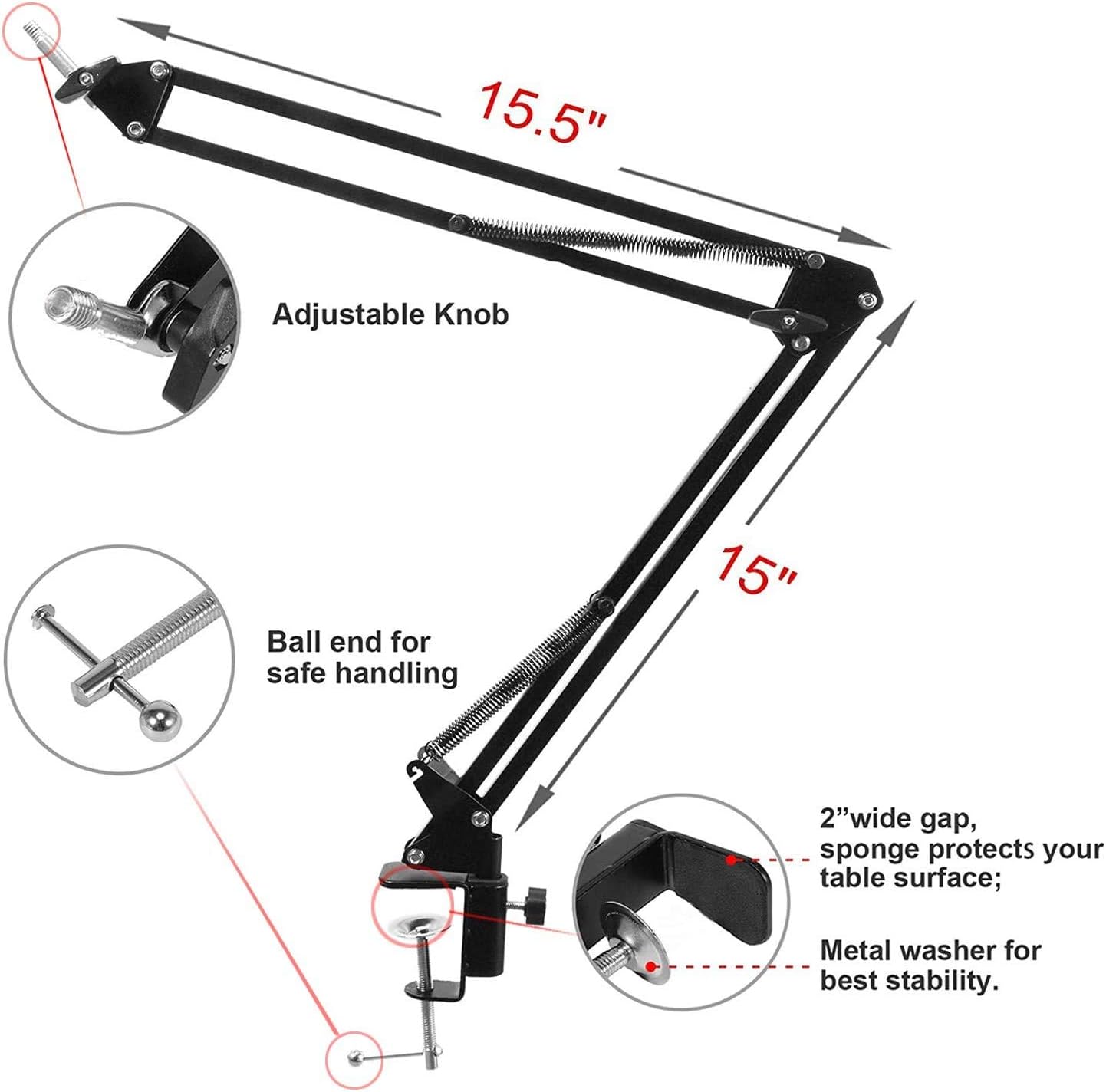 N-O Condenser Microphone Bundle, Professional Cardioid Studio Condenser Mic Include Adjustable Suspension Scissor Arm Stand, Shock Mount and Pop Filter, Studio Recording & Broadcasting