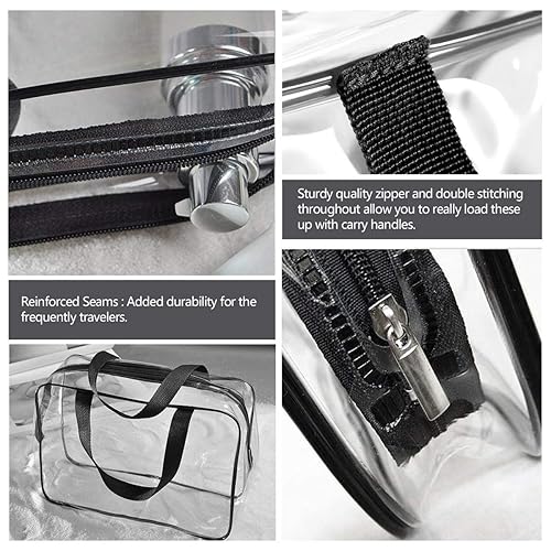 Miniatura 3 de Kit de 5 piezas de bolsa de aseo de viaje de PVC transparente para mujeres y hombres, organizador de embalaje de vinilo impermeable, bolsas de
