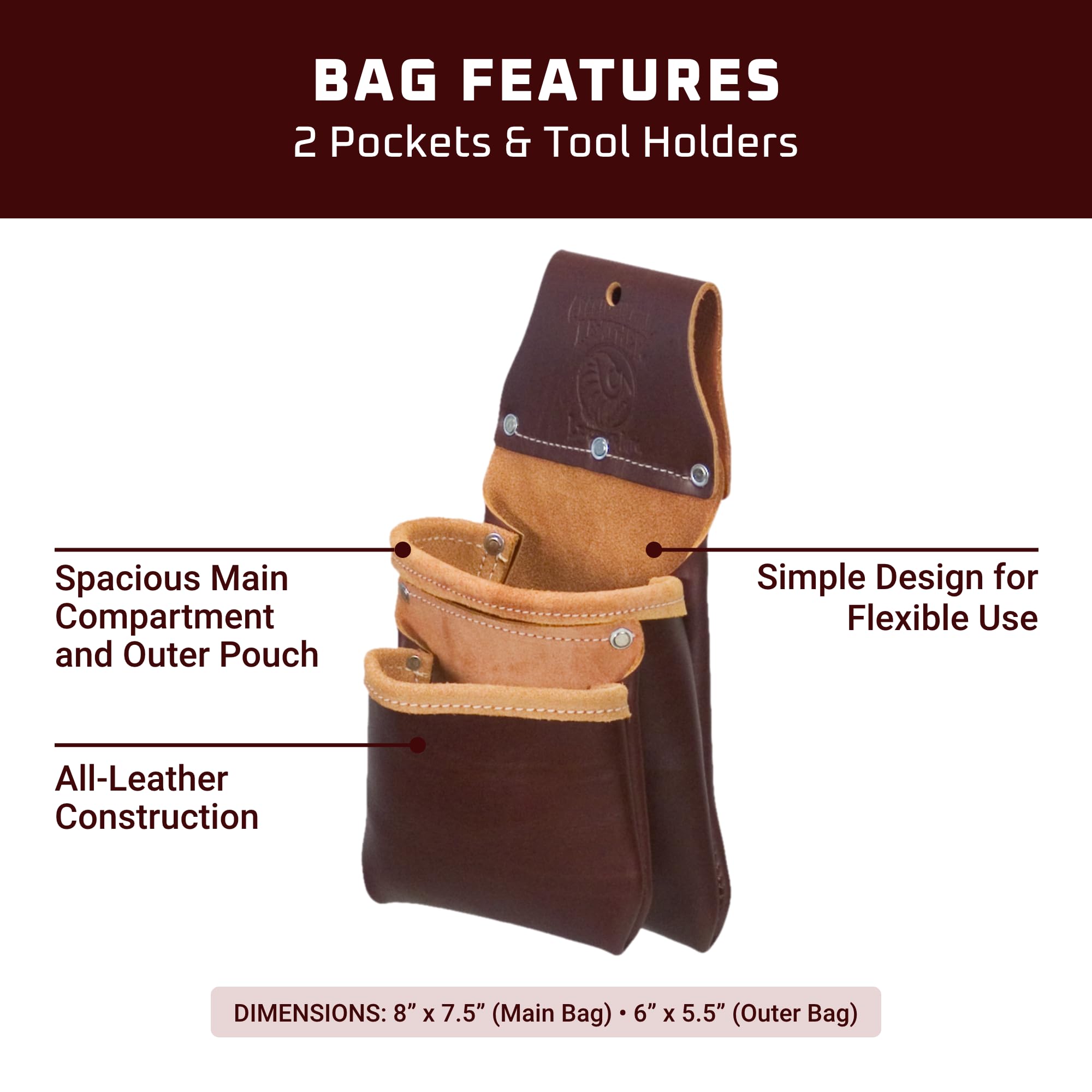 Occidental Leather Compact Utility Bag - 2 Pockets - Minimalist