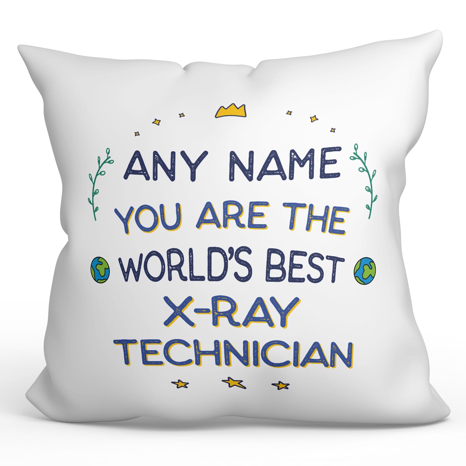 MUGFFINS Personalised Cushion for X-RAY TECHNICIAN Padding included - in English - World's Best - Funny custom gift - Pillow: cover and filling 15.7x15.7 inches — image 1
