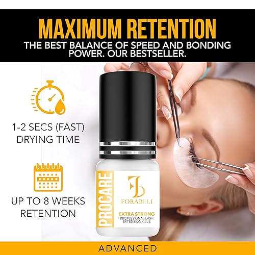 Miniatura 3 de Forabeli Pro Care - Pegamento para extensiones de pestañas, adhesivo profesional para pestañas, tiempo de secado rápido de 1-2 segundos, hasta 8
