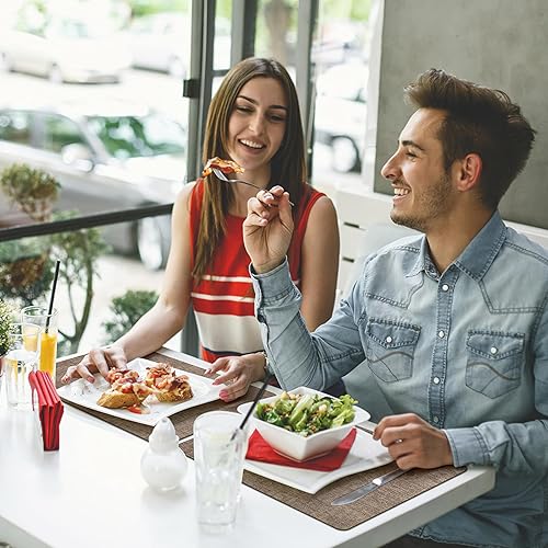 Miniatura 7 de Juego de 8 manteles individuales para mesa de comedor, antideslizantes, resistentes al calor, de cuero de doble capa, impermeables, fáciles de