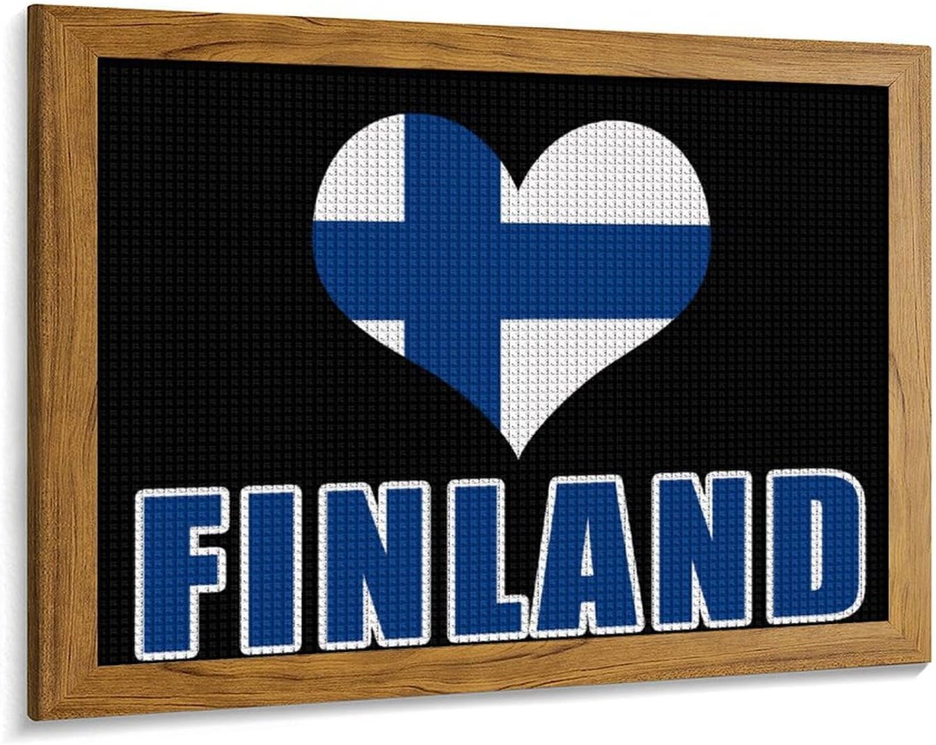 Finnish Flag Love Finland Printed Diamond 5D Painting Kits DIY Full Drill Crafts for Home Wall Decor 16x20 Inch Yellow Wood 50 * 40cm