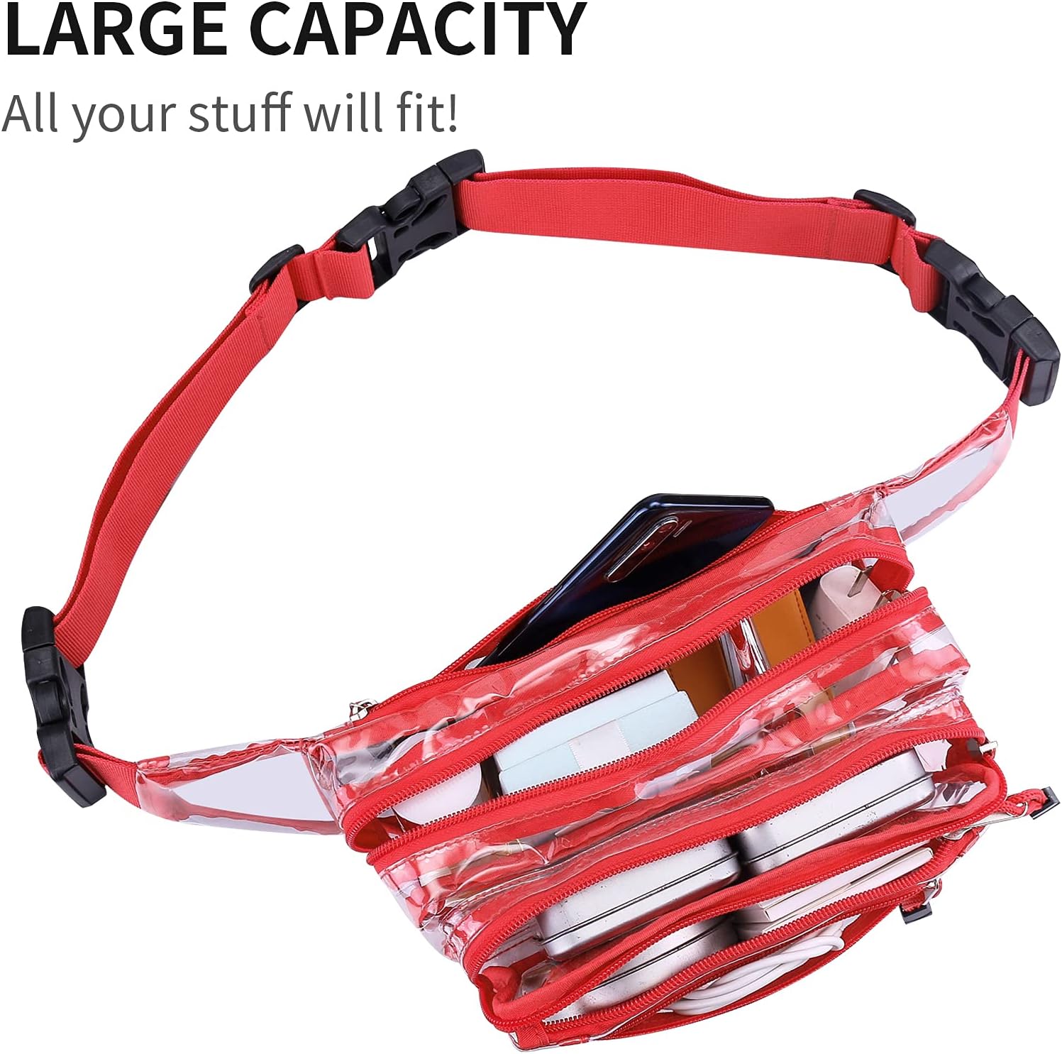 Clear Multi-purpose Fanny Pack for Women for Work, Waist Bag for Travel & Sporting Event