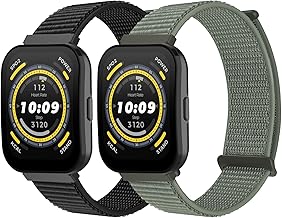 2 Pieces Soft Woven Strap for Amazfit Bip 5 Strap, Elastic Nylon Strap Compatible with Amazfit Bip 5 Bracelet Sport Strap Replacement Strap
