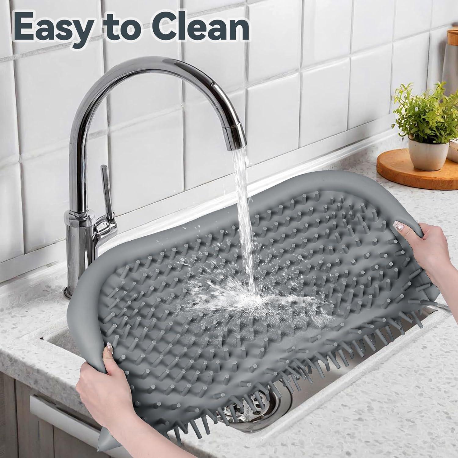 Snuffle Mat for Dogs, 23.6" x 23.6" Silicone Dog Feeding Mat Sniffing Interactive Feeding Game Encourages Natural Foraging Slow Feeder for Small/Medium/Large Dogs, Indoor & Outdoor (Grey)