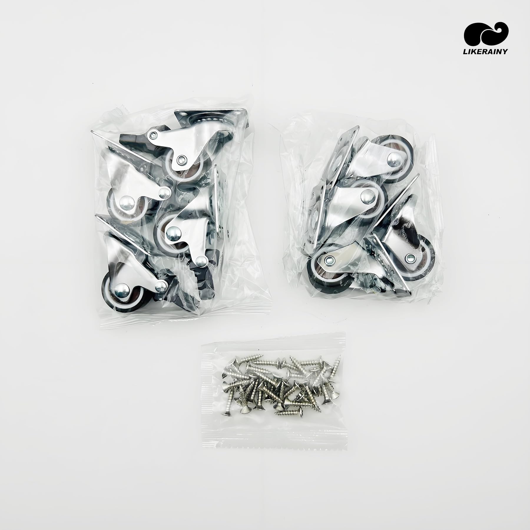 LIKERAINY Ruedas Giratorias Silenciosas TPR Ø25x13mm con Freno para Muebles, 40kg, Paquete de 8