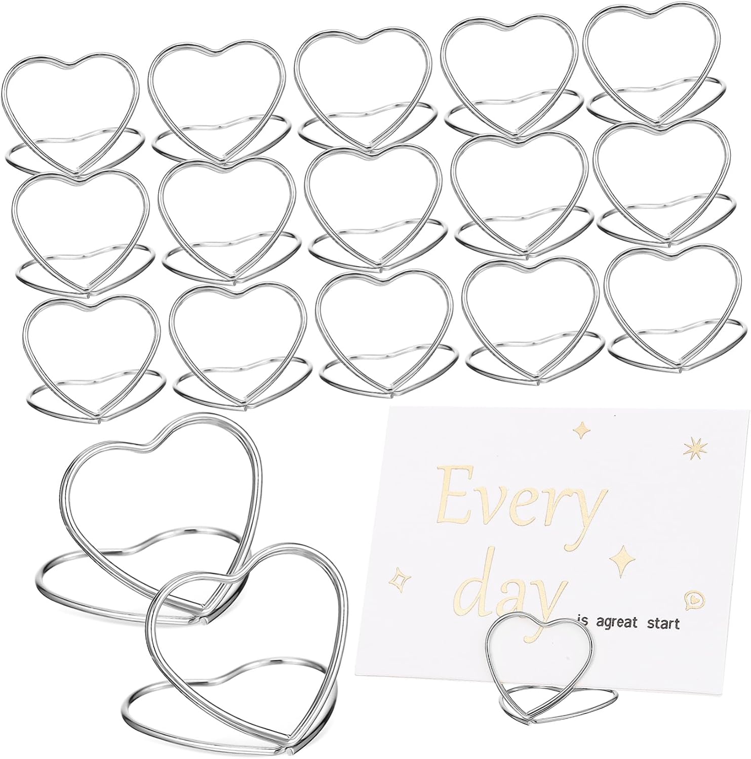 PRETYZOOM 48pcs Heart Shape Table Number Holders Memo Clips for Weddings Parties and Home Decoration Easy to Use Photo Display Stands