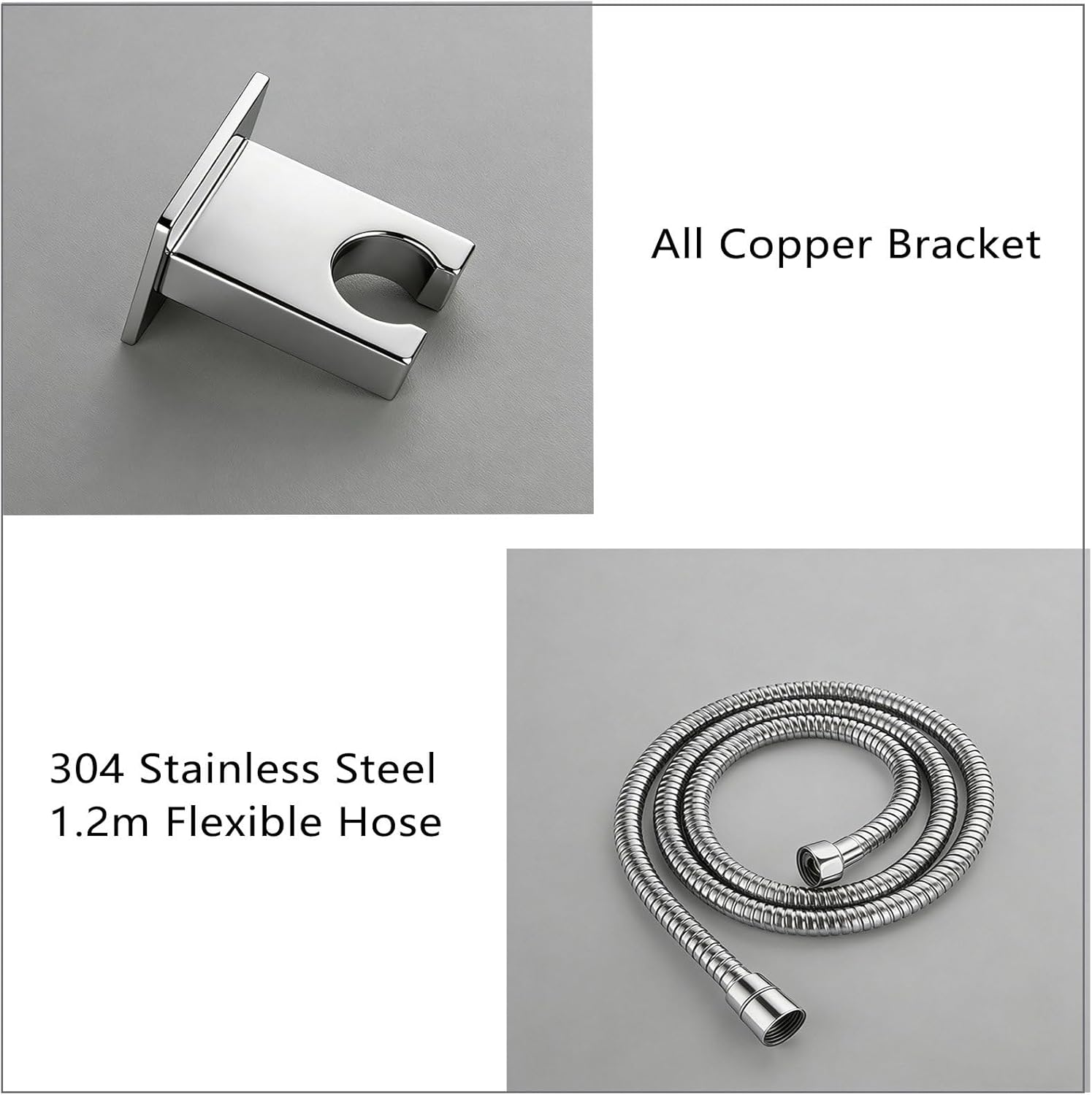 Handheld Bidet Sprayer, Douche Spray with Dual outlets and Dual switches, Toilet Bidet Sprayer with Copper Valve Body, Copper Bracket and 1.2m Stainless Steel Hose, Wall-Mounted Bidet Sprayer