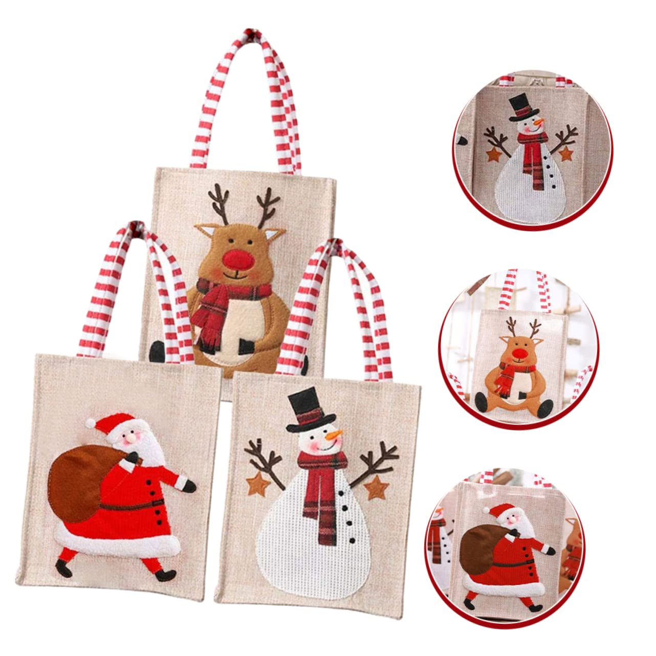 FRCOLOR 6pezzi Sacchetti Natalizi Tessuto Per Feste Di Natale Per Regali e Dolcetti Decorazioni Festive Per Eventi Natalizi