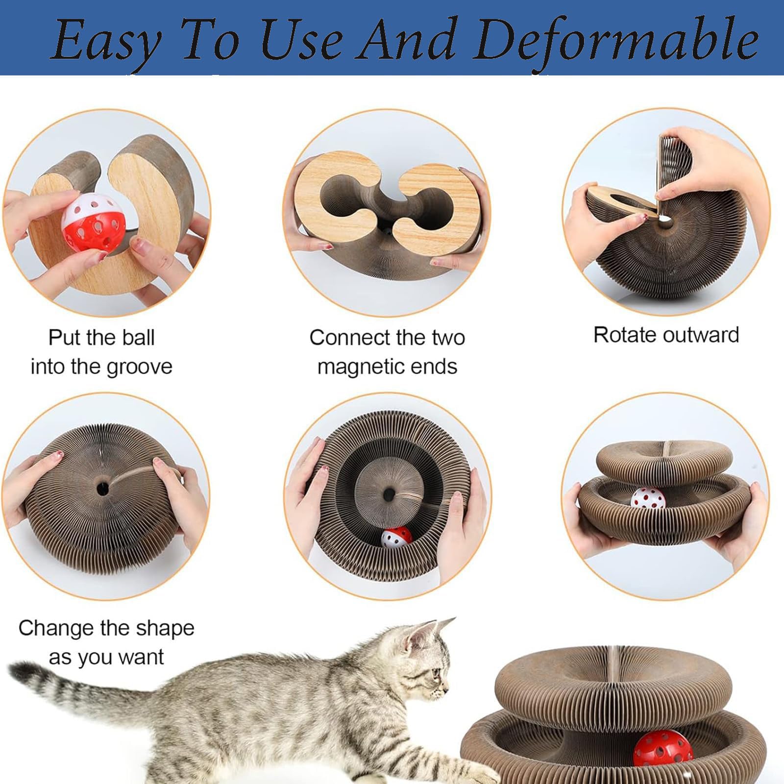 Kratzkokon, Katzenwirbel, Tragbare Pet Cat Scratch Board, Katzenwirbel Für Große Katzen, Faltbar Interaktive Kratzunterlage Mit Ball (1pc)