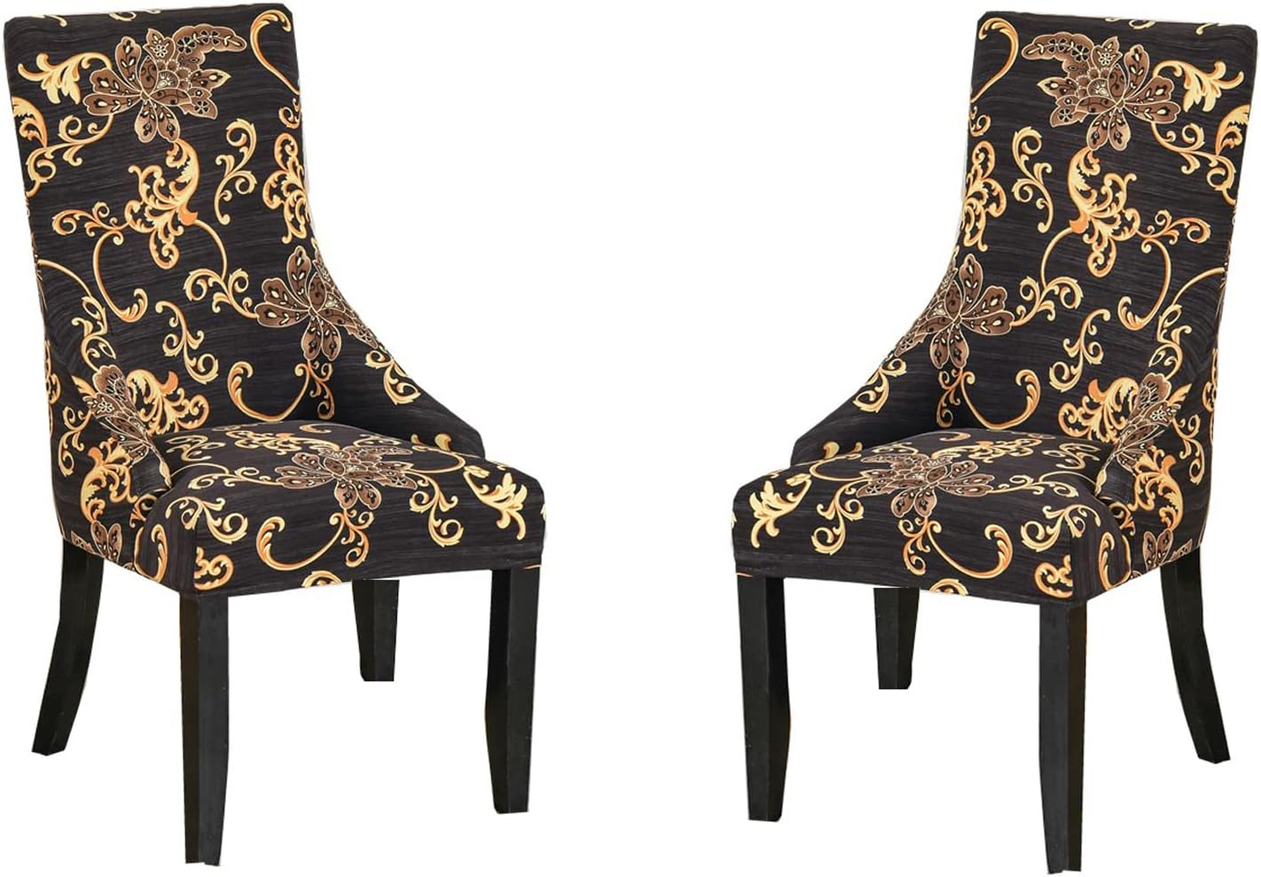 2 Pieces Stretch Wingback Chair Cover Printed Sloping Armchair Cover Arm Dining Chair Covers Sloping Side Chairs Slipcovers for Dining Room Banquet Home Decor