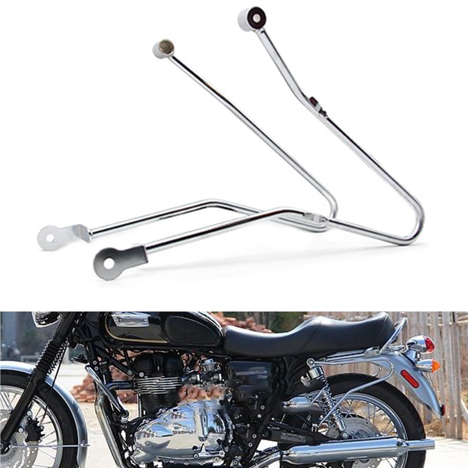 Porte-bagages latéral en fer pour moto, porte-bagages de voyage robuste, compatible avec Triumph Bonneville T100 T120 T900 (chromé)