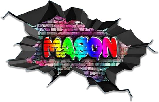 Custom Name Wall Decal 3D Graffiti | Personalized Art Vinyl Decor Sticker | Removable | Peel and Stick | Deep Black Border MYSPGN36-Medium