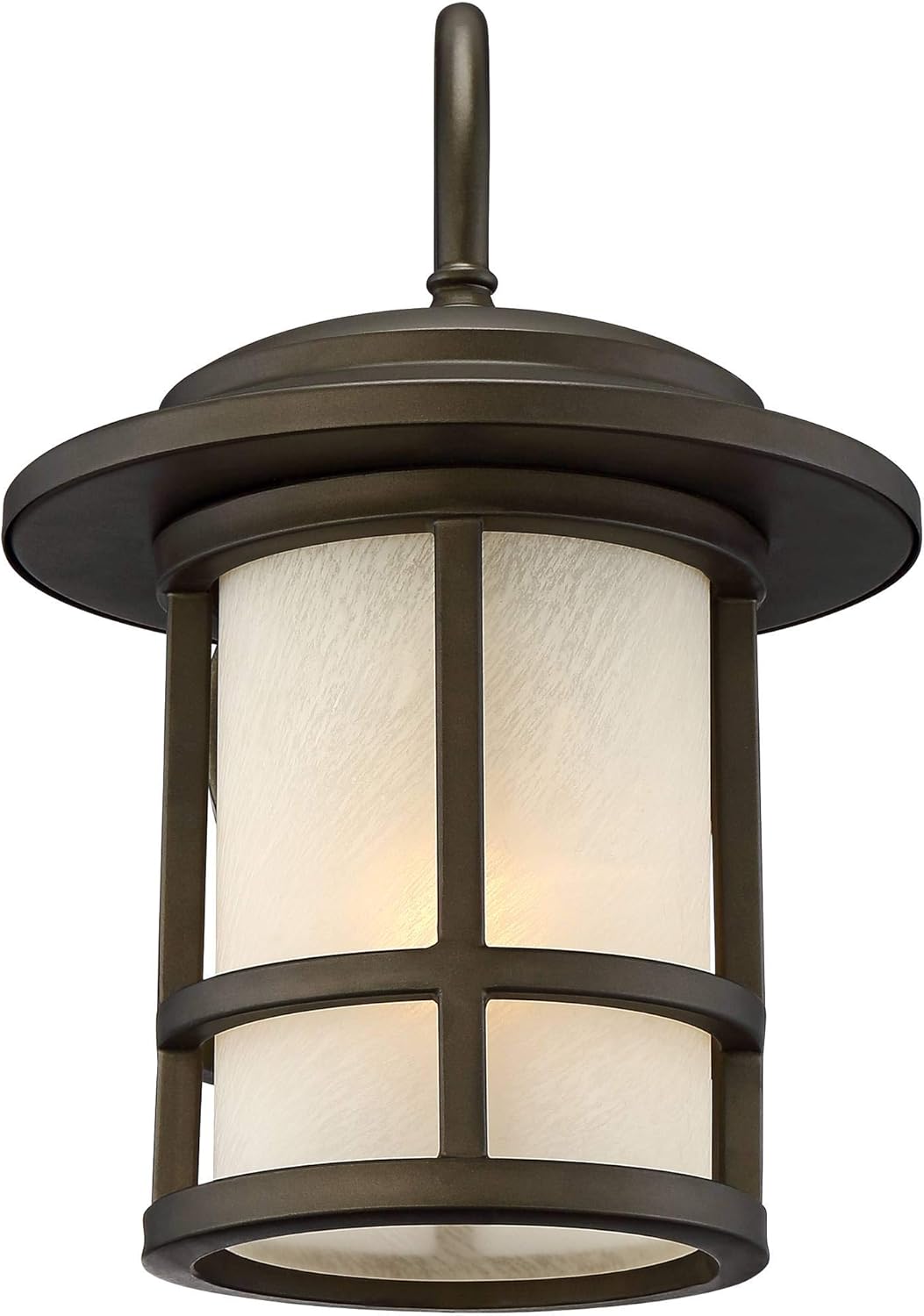 John Timberland Cressona Mission Modern Outdoor Wall Light Fixture Oil Rubbed Bronze 12" Etched Amber Glass for Exterior House Porch Patio Outside Deck Garage Yard Front Door Garden Home
