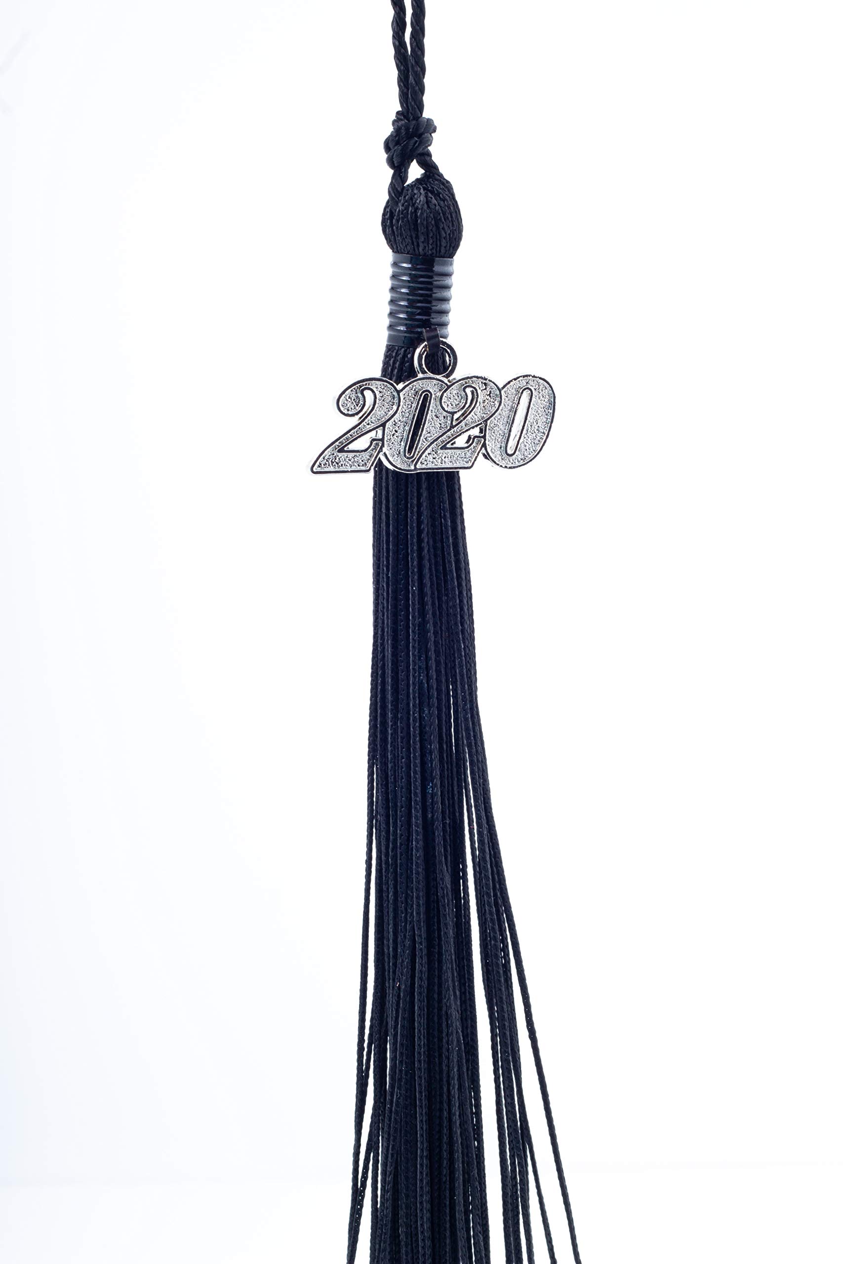 Signature Two-Colored Graduation Tassel (9-inch) with Silver Year Bling Charm (Black, 2020)